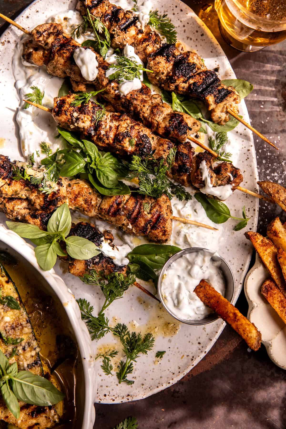 Ranch Chicken Tzatziki with Garlic Parmesan Zucchini | halfbakedharvest.com