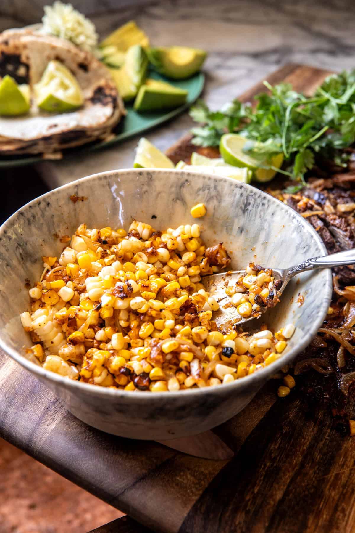 Sheet-Pan Steak and Chipotle Corn Tacos | halfbakedharvest.com