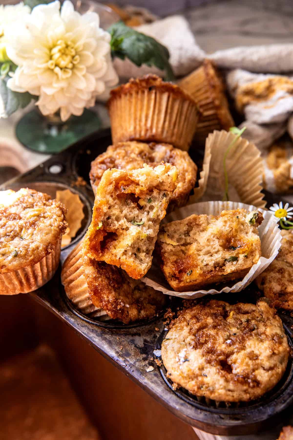 Swirled Caramel Brulée Zucchini Muffins | halfbakedharvest.com