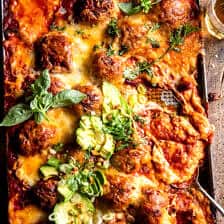 Baked Sheet Pan Chili Cheese Meatballs | halfbakedharvest.com
