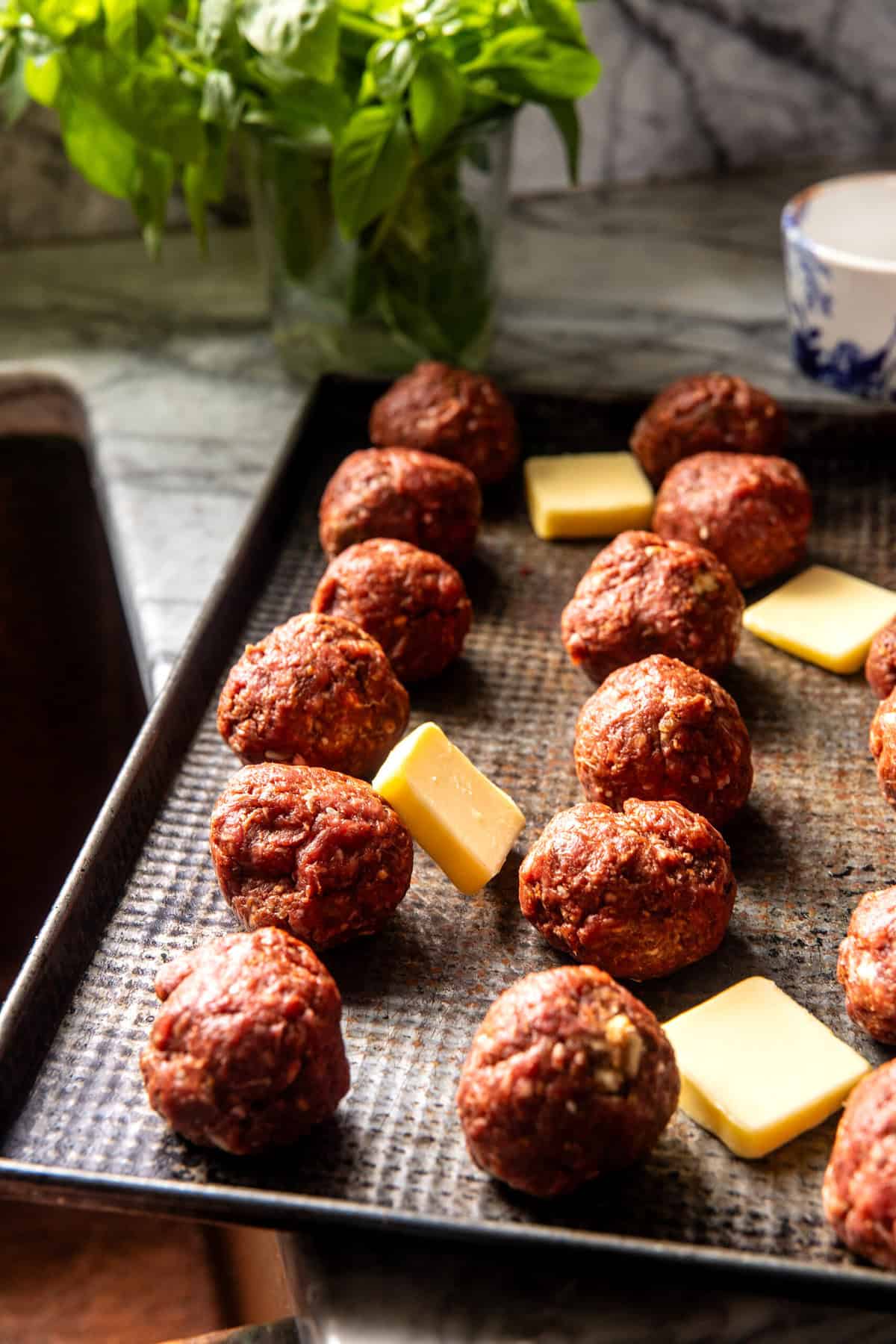 Baked Sheet Pan Chili Cheese Meatballs | halfbakedharvest.com