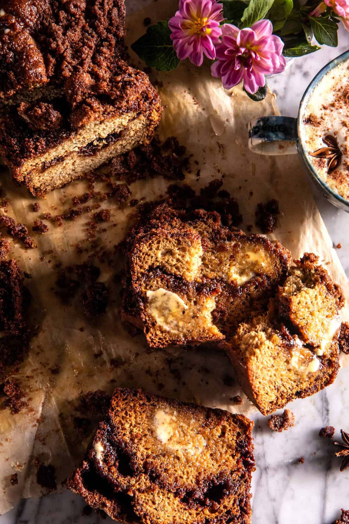 Cinnamon Crunch Swirled Banana Bread | halfbakedharvest.com