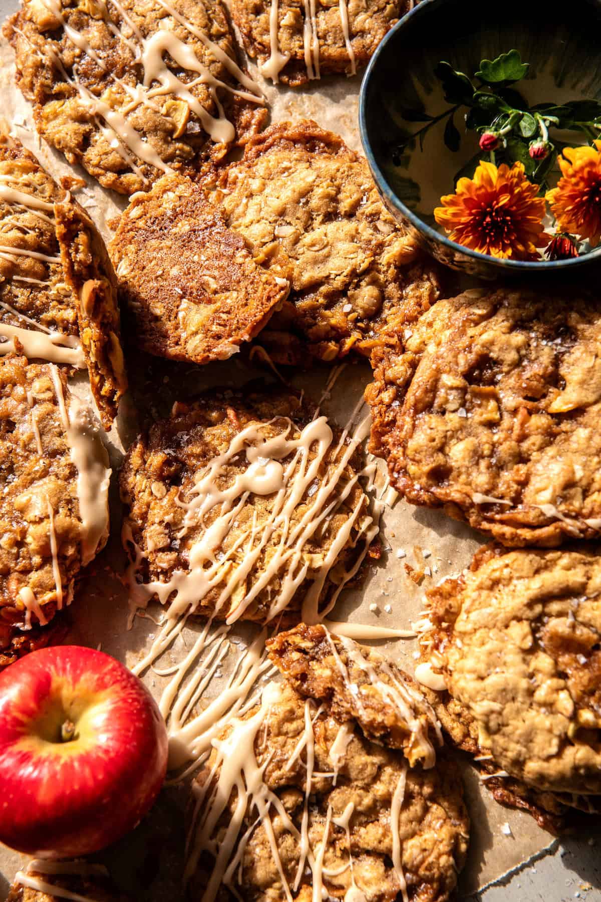 Iced Apple Cider Caramel Oatmeal Cookies | halfbakedharvest.com