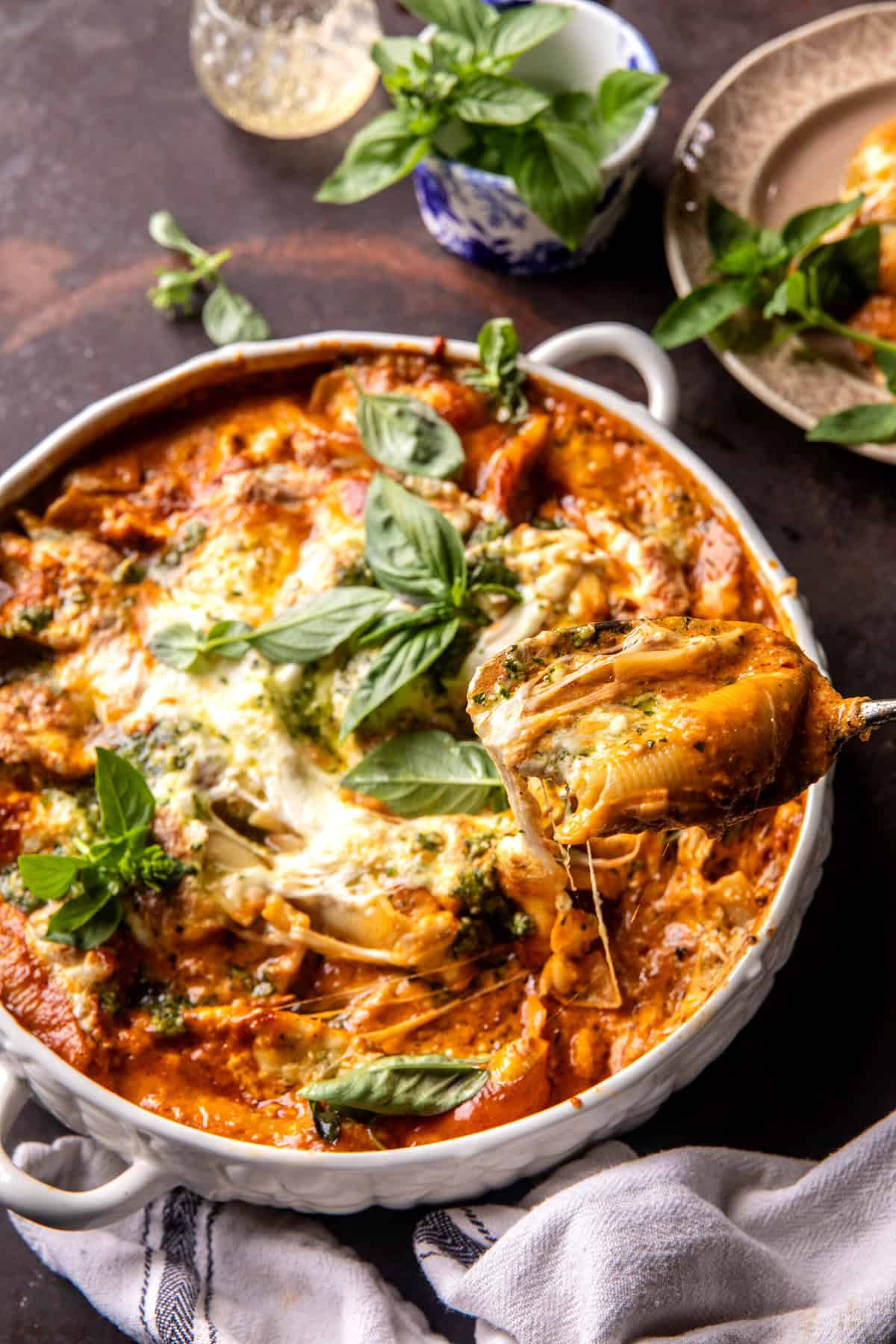 Stuffed Creamy Tomato Basil Pasta Shells | halfbakedharvest.com