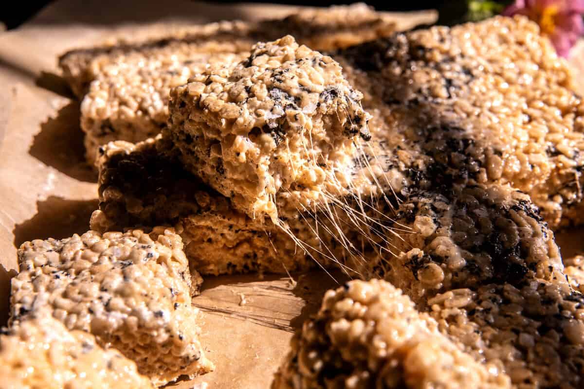 Toasted Marshmallow Caramel Rice Krispie Treats | halfbakedharvest.com