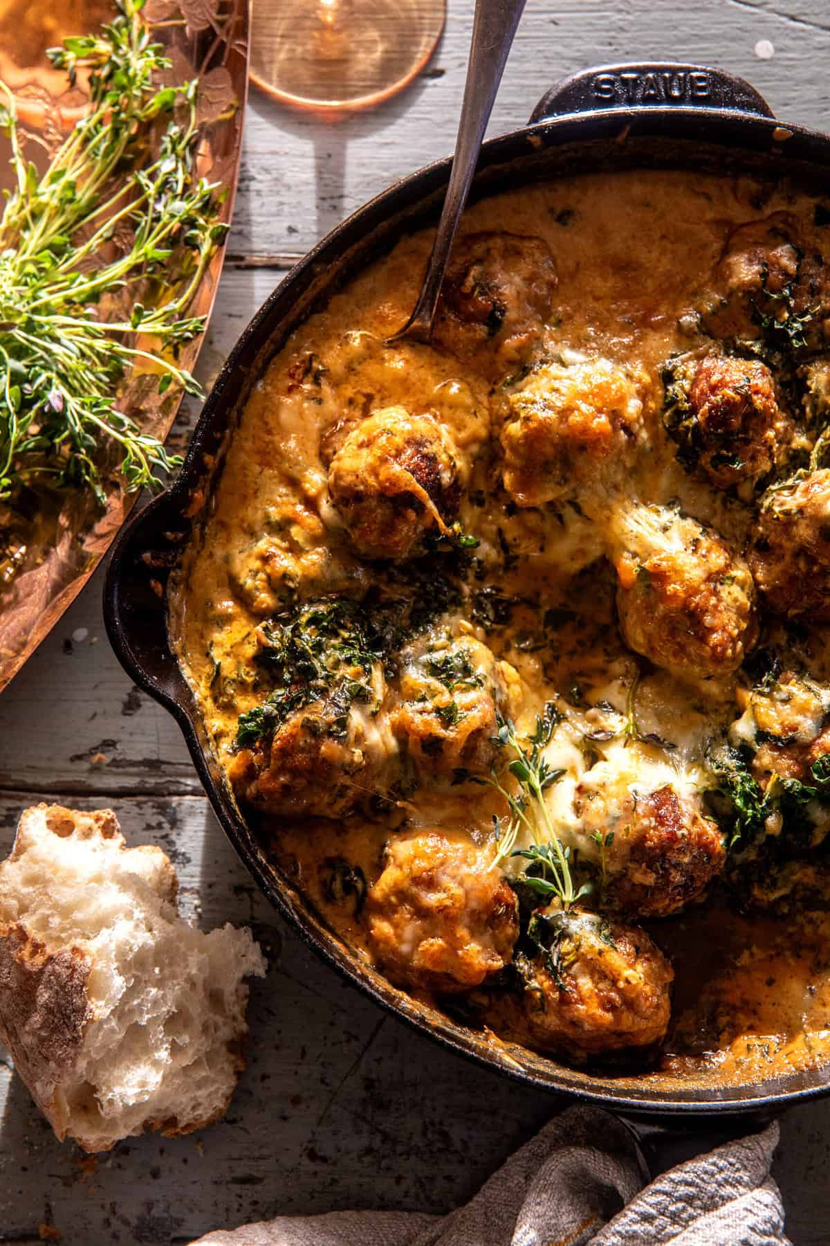 Pesto Zuppa Toscana Meatballs | halfbakedharvest.com