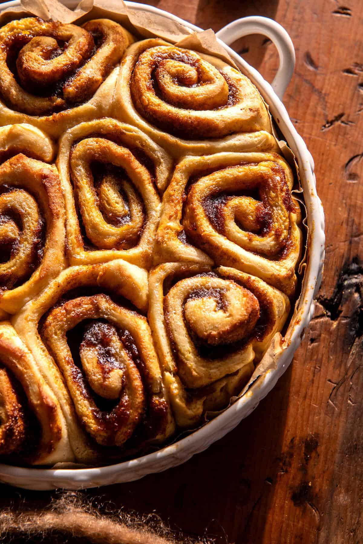 Pumpkin Butter Cinnamon Rolls with Coffee Icing | halfbakedharvest.com
