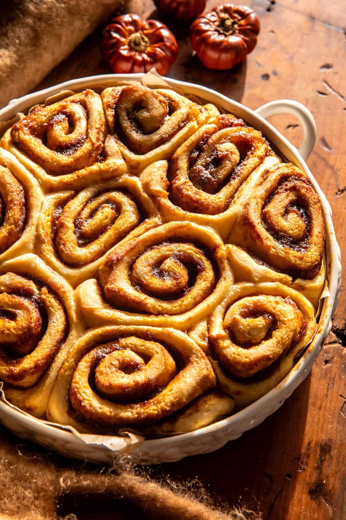 Pumpkin Butter Cinnamon Rolls with Coffee Icing | halfbakedharvest.com