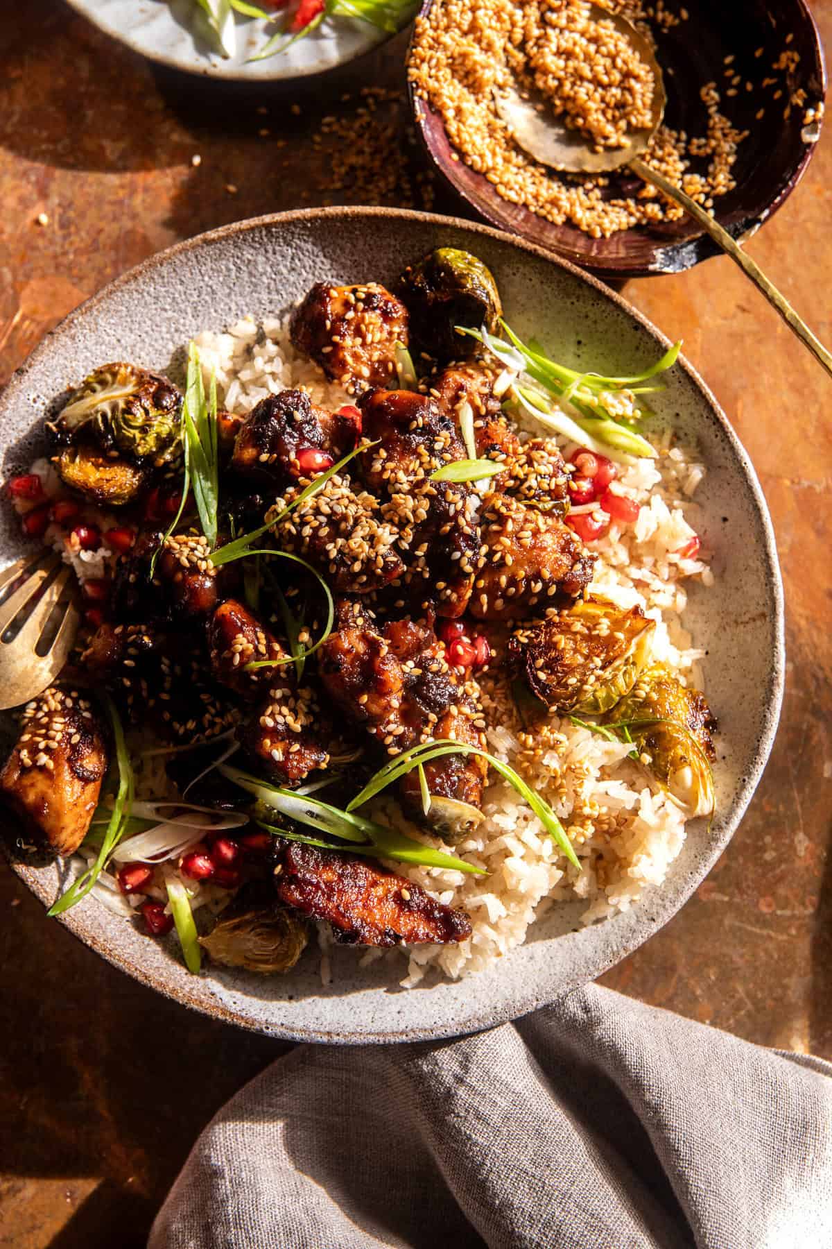 Sheet Pan Ginger Chicken and Brussels Sprouts | halfbakedharvest.com