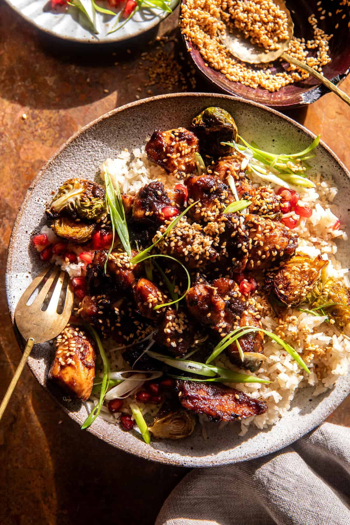 Sheet Pan Ginger Chicken and Brussels Sprouts | halfbakedharvest.com