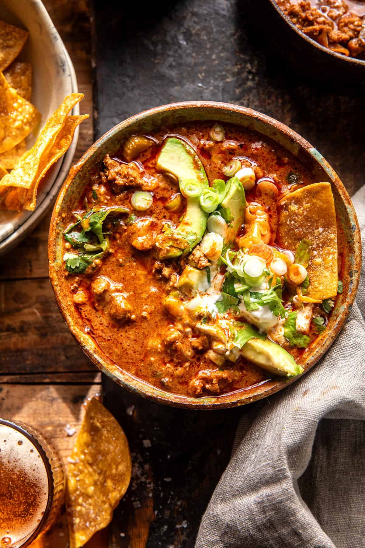 Spicy Buffalo Turkey Chili | halfbakedharvest.com 