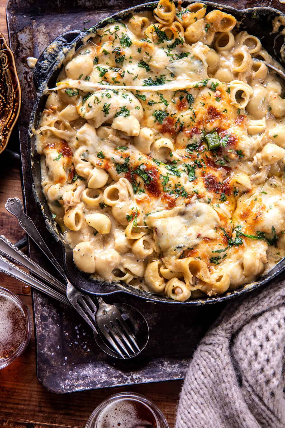 One Pot White Chicken Chili Mac and Cheese | halfbakedharvest.com