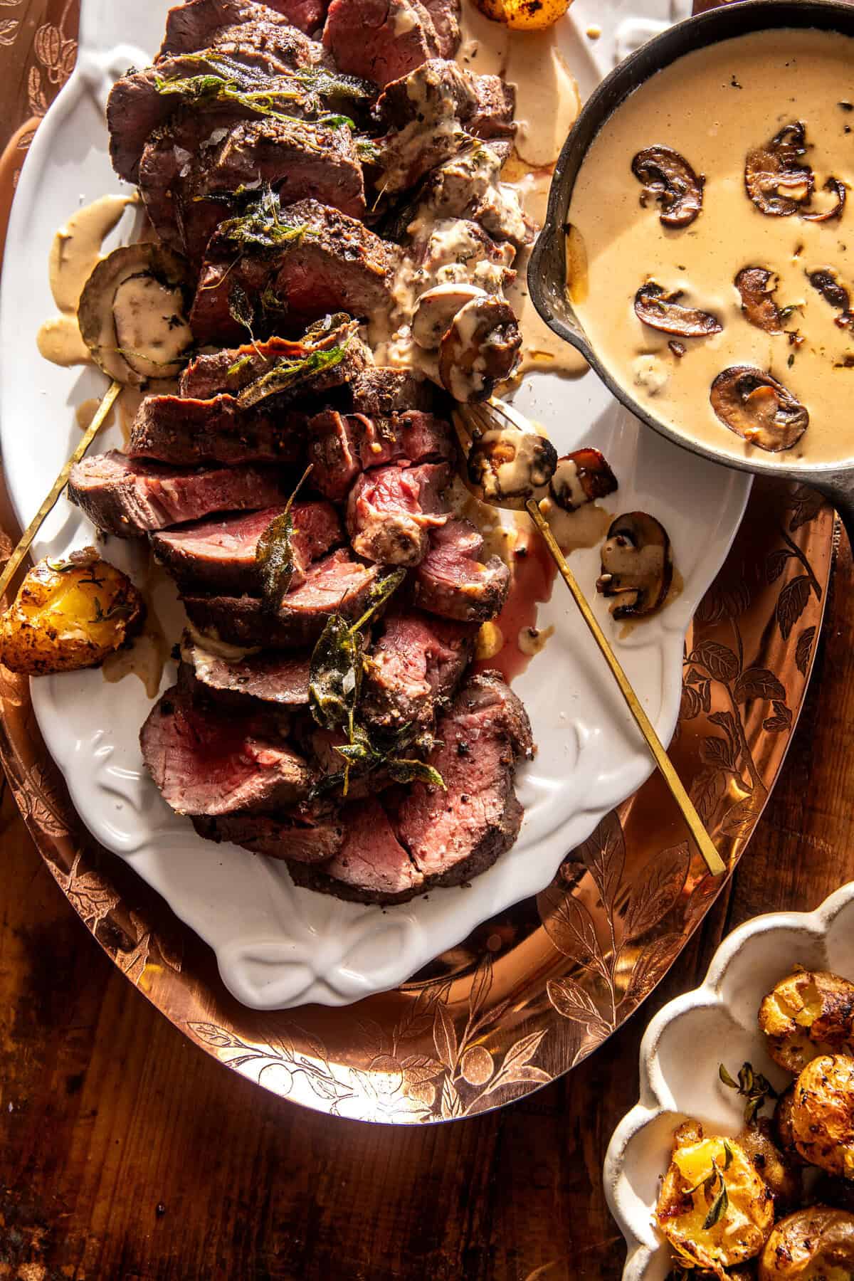 Beef Tenderloin Roast with Smashed Potatoes | halfbakedharvest.com