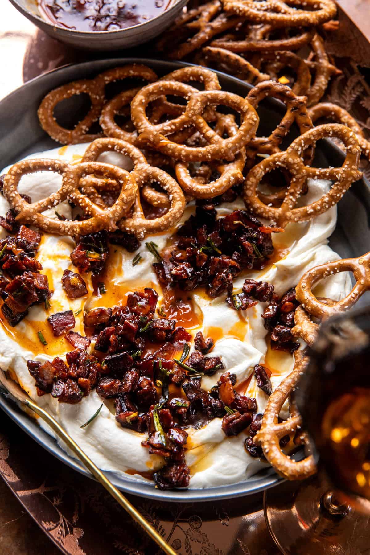 Whipped Goat Cheese Candied Bacon Dip | halfbakedharvest.com