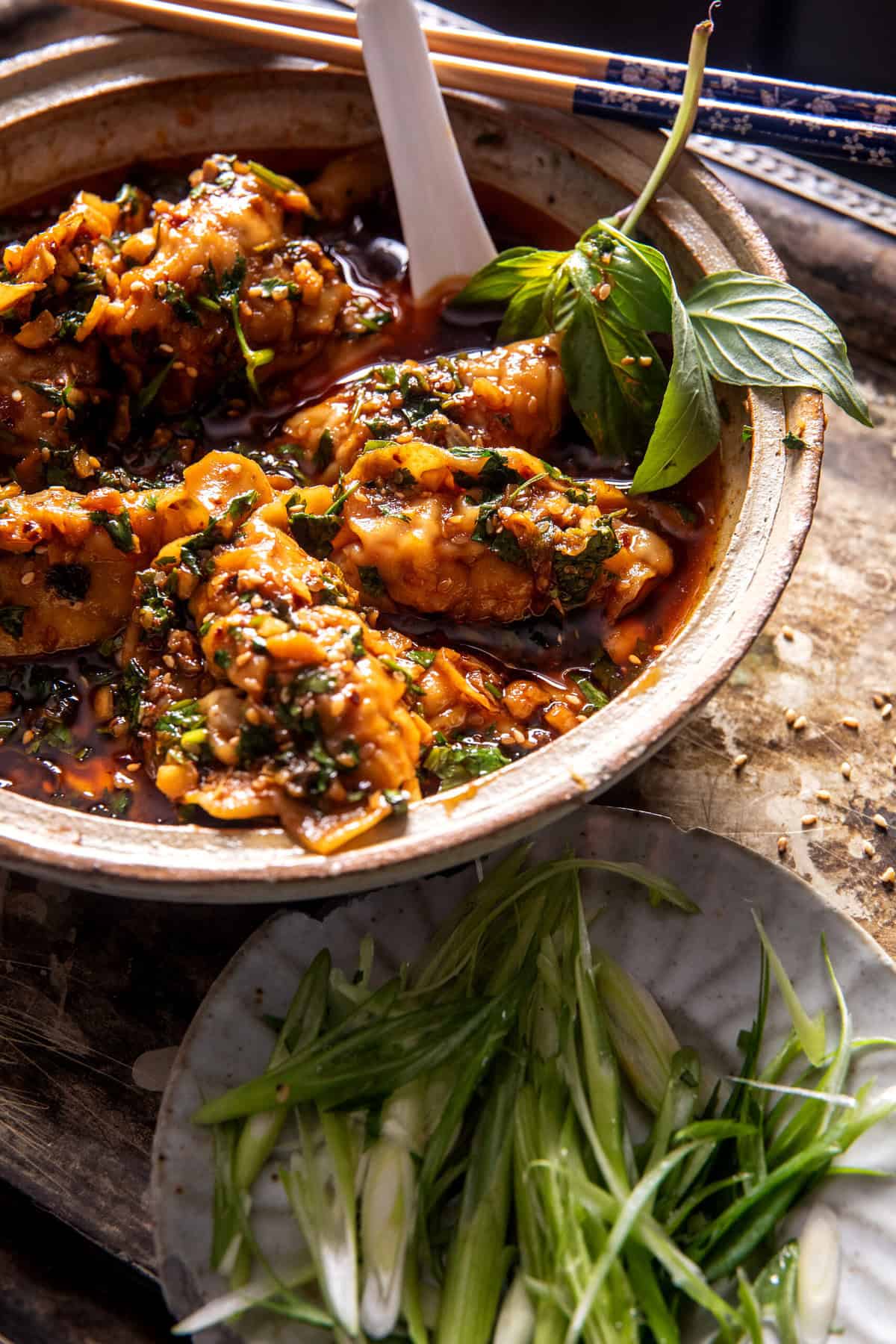20 Minute Potstickers in Red Curry Garlic Broth | halfbakedharvest.com
