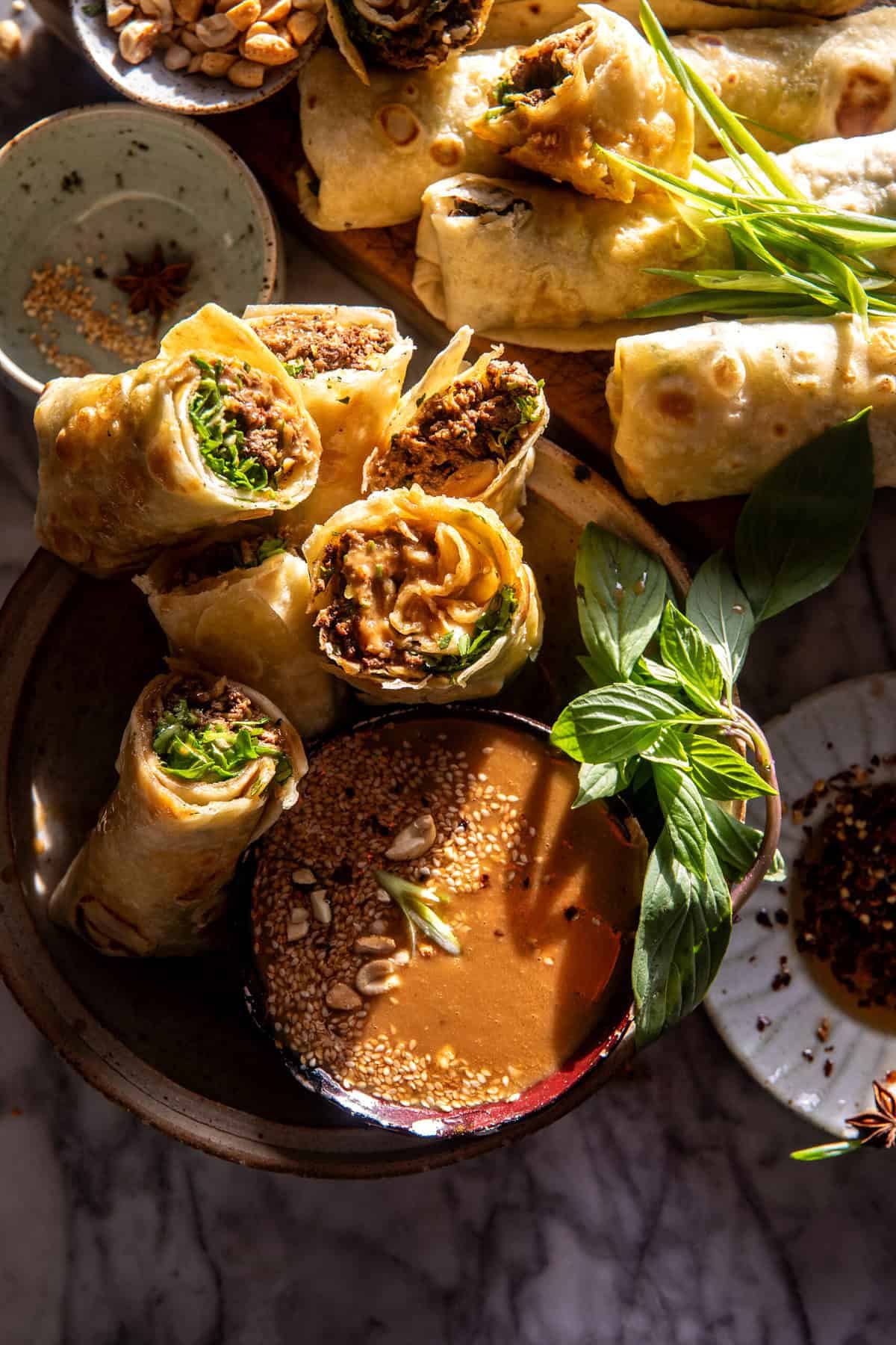 30 Minute Peanut Beef Rolls | halfbakedharvest.com