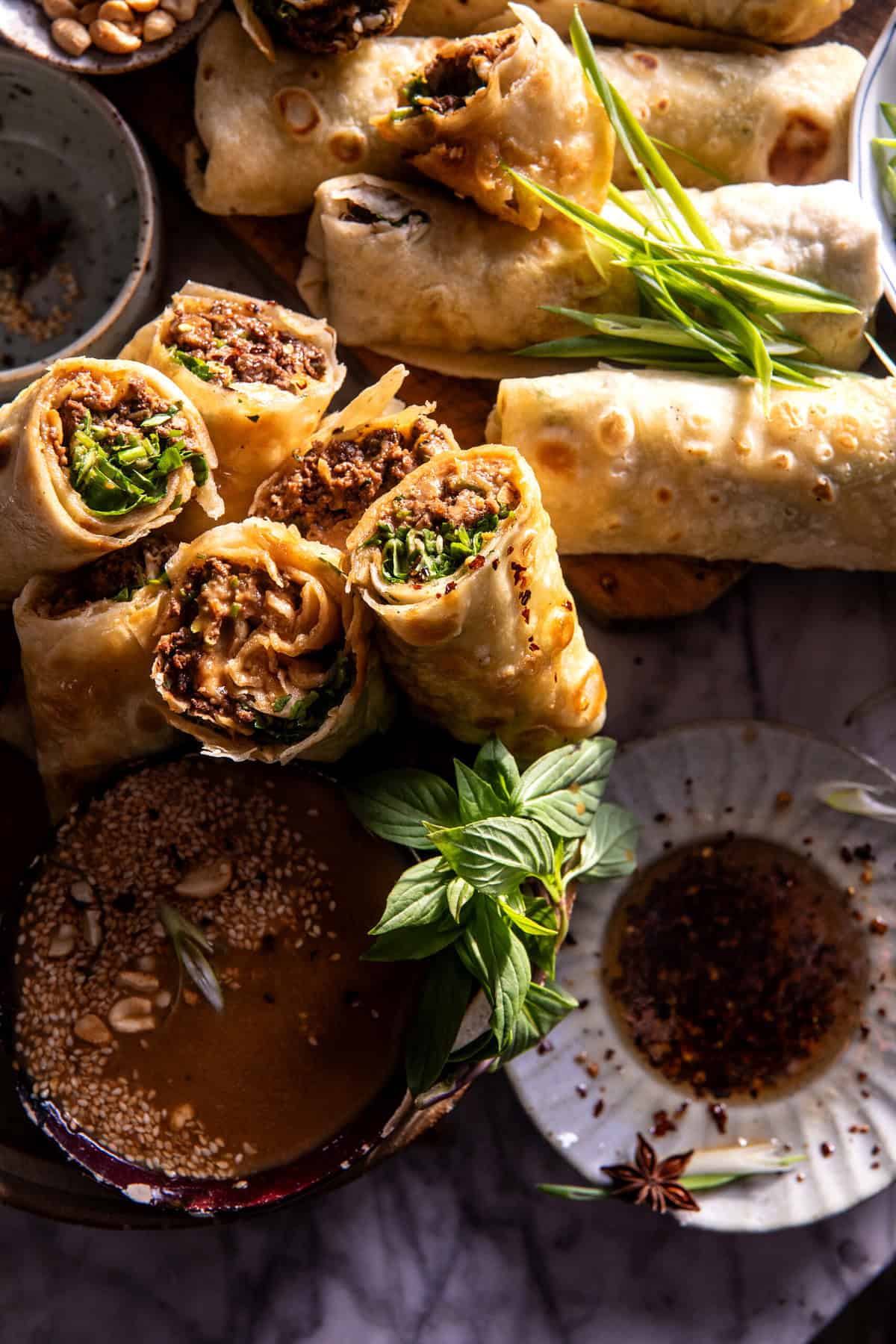 30 Minute Peanut Beef Rolls | halfbakedharvest.com