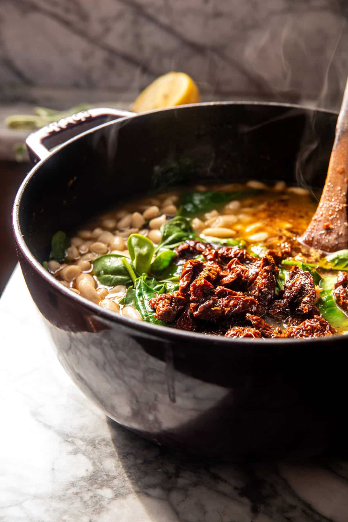 Creamy Tuscan White Bean Lemon Soup | halfbakedharvest.com