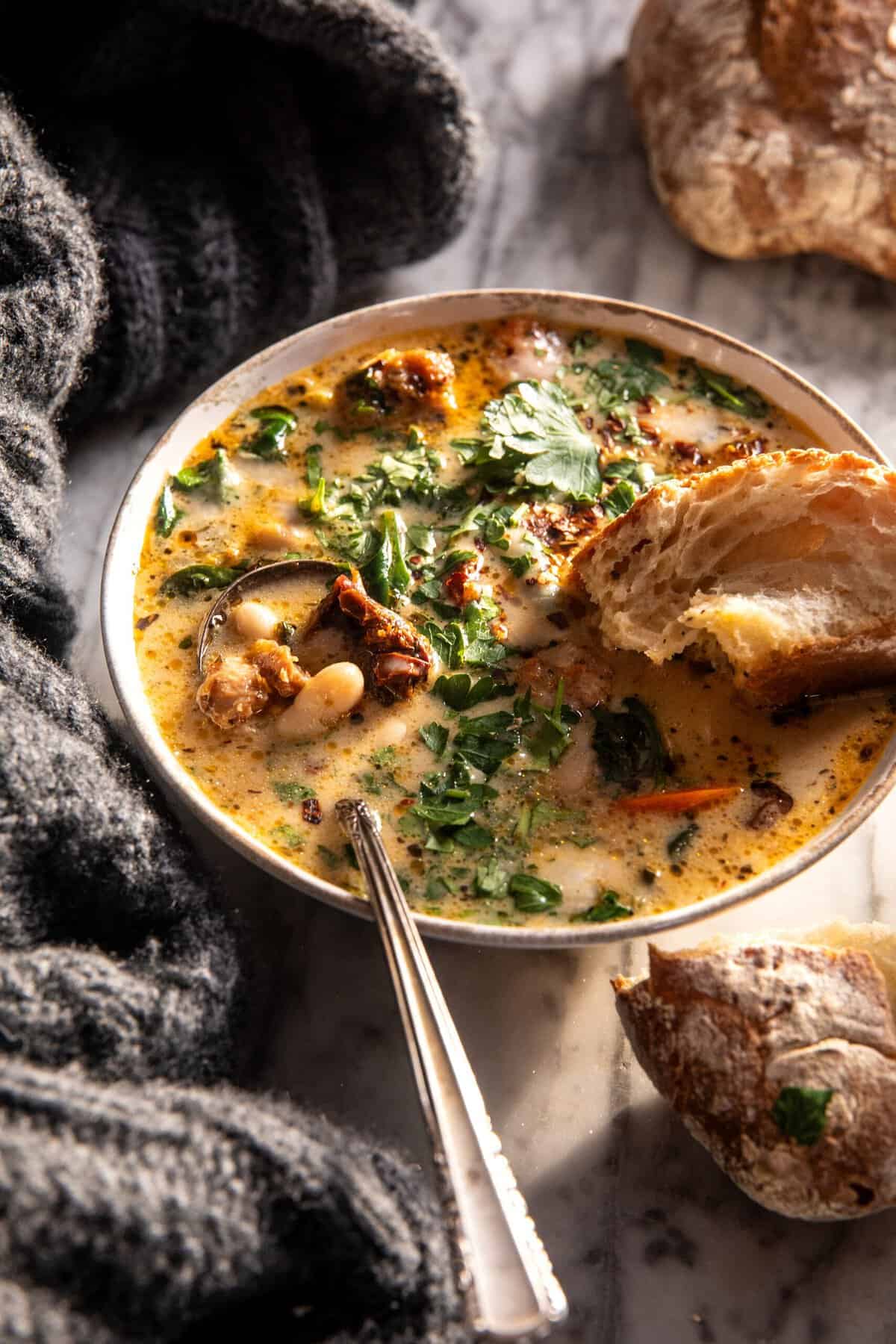 Creamy Tuscan White Bean Lemon Soup | halfbakedharvest.com