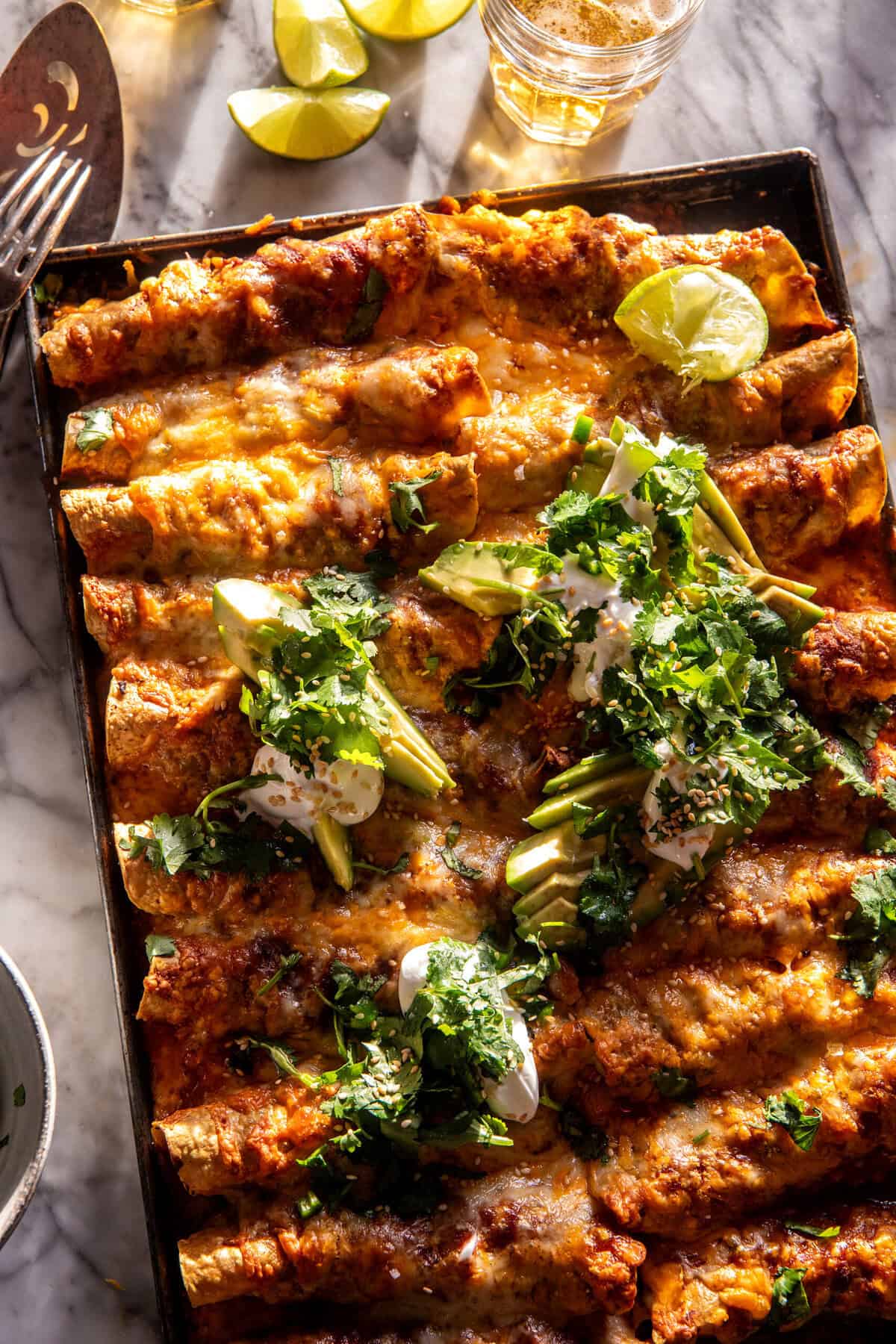 Crispy Black Bean Sweet Potato Enchiladas | halfbakedharvest.com