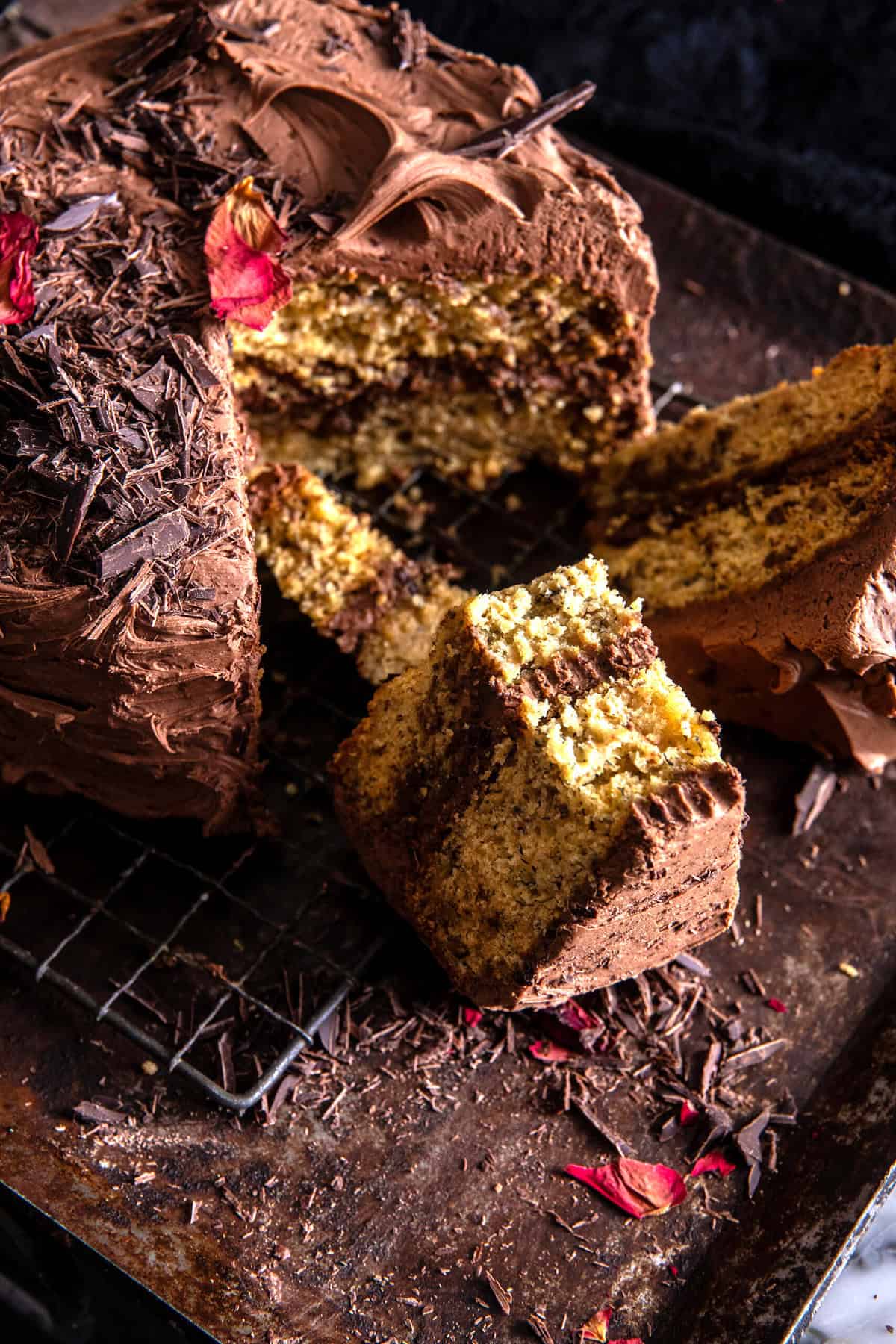 Brown Butter Banana Cake with Chocolate Caramel Frosting | halfbakedharvest.com