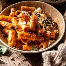 Garlic Butter Pasta alla Vodka with Melty Burrata | halfbakedharvest.com