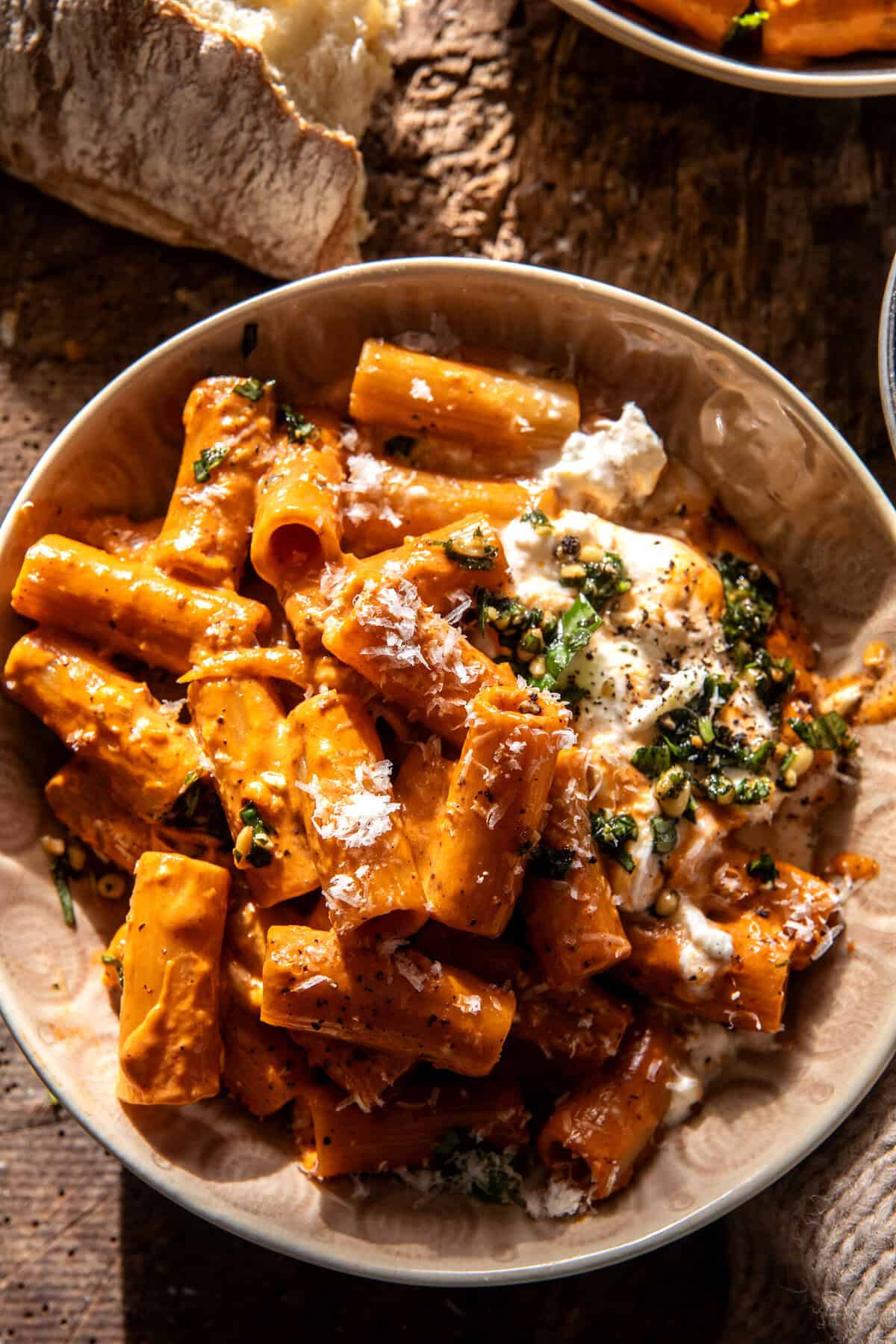 Garlic Butter Pasta alla Vodka with Melty Burrata | halfbakedharvest.com