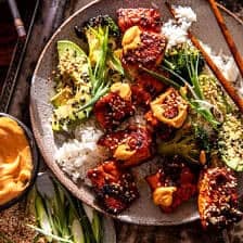 30 Minute Chili Honey Garlic Salmon Bowls | halfbakedharvets.com