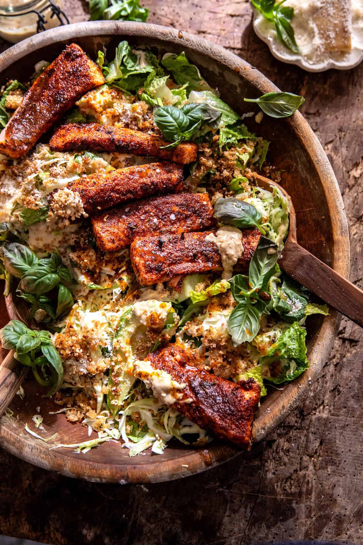 Blackened Salmon Caesar Salad | halfbakedharvest.com