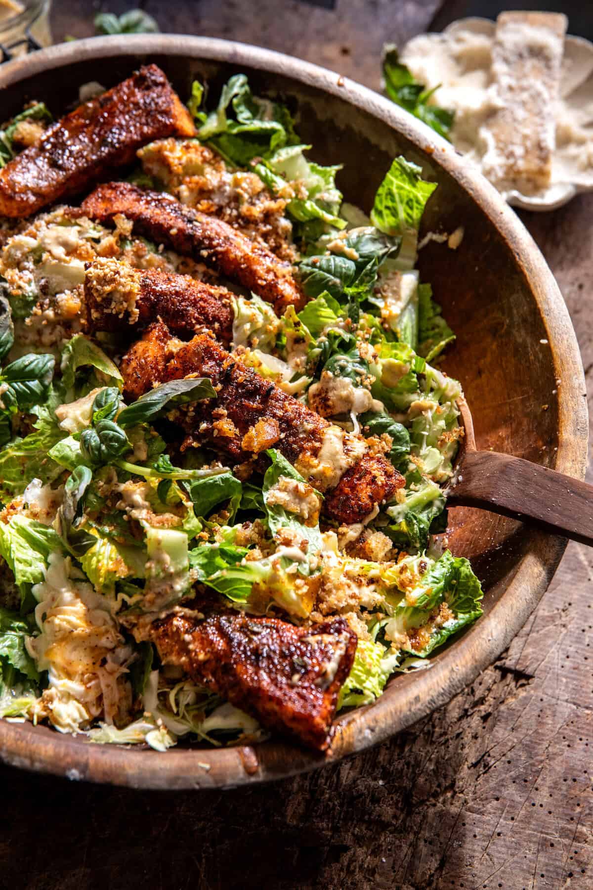 Blackened Salmon Caesar Salad | halfbakedharvest.com