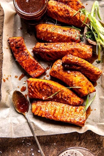 Crispy Hot Honey Salmon Tenders | halfbakedharvest.com