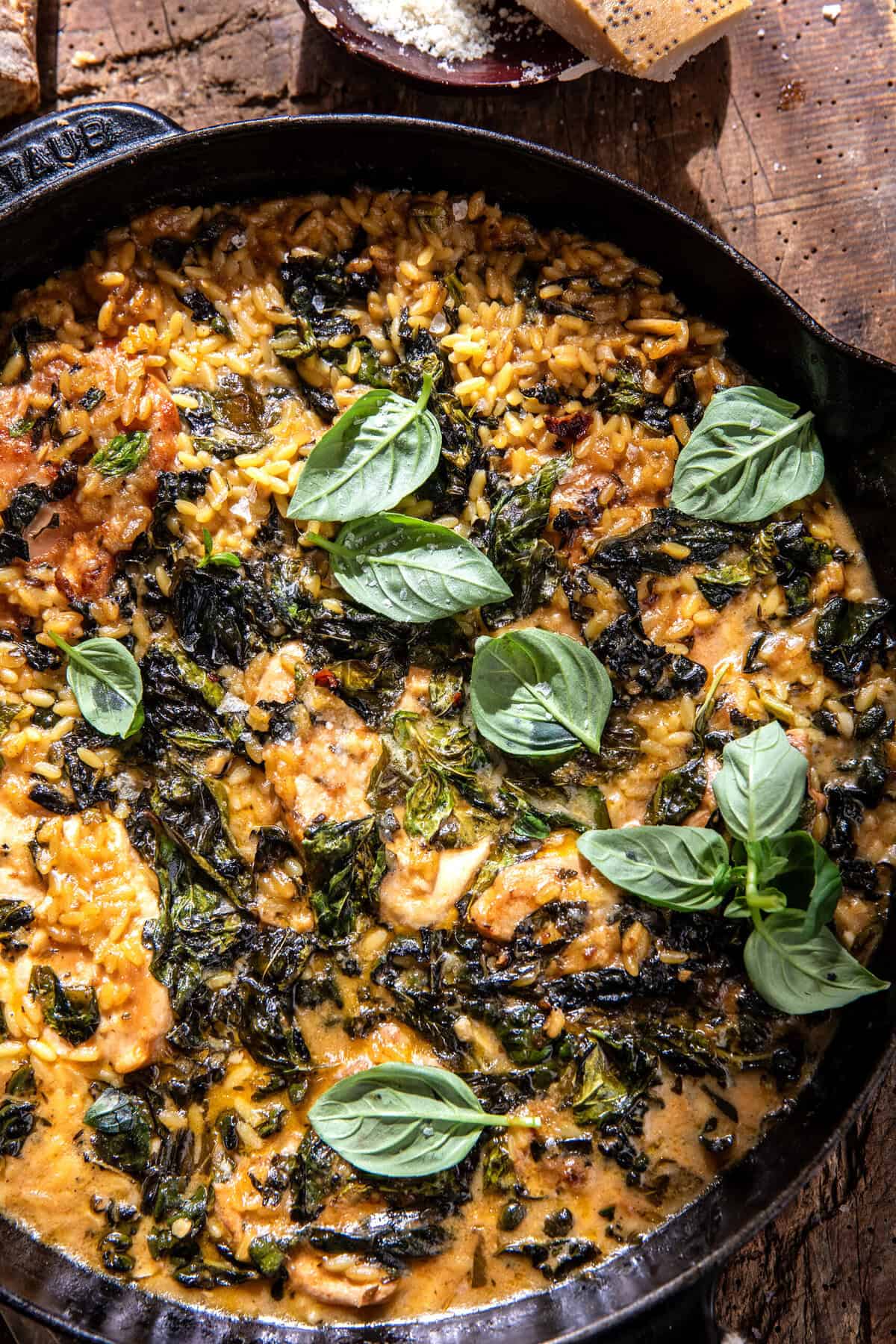 Lemon Cream Sauce Smothered Chicken and Orzo | halfbakedharvest.com