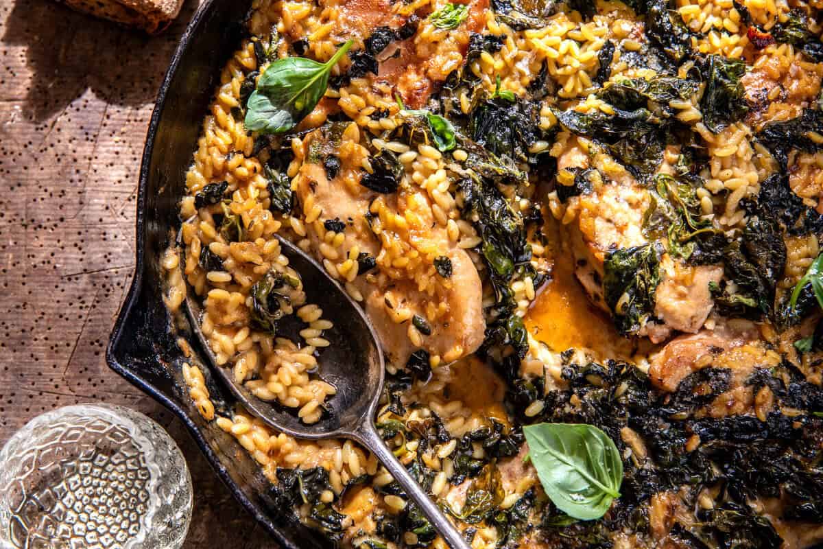 Lemon Cream Sauce Smothered Chicken and Orzo | halfbakedharvest.com