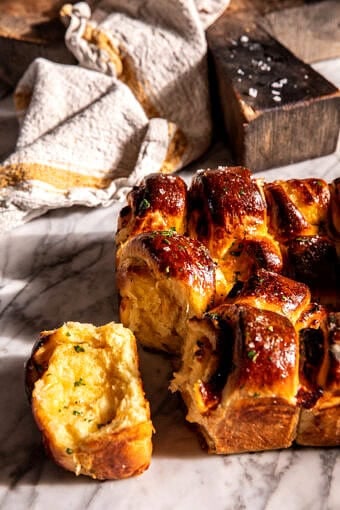 Salted Honey Butter Cheddar Brioche Rolls | halfbakedharvest.com