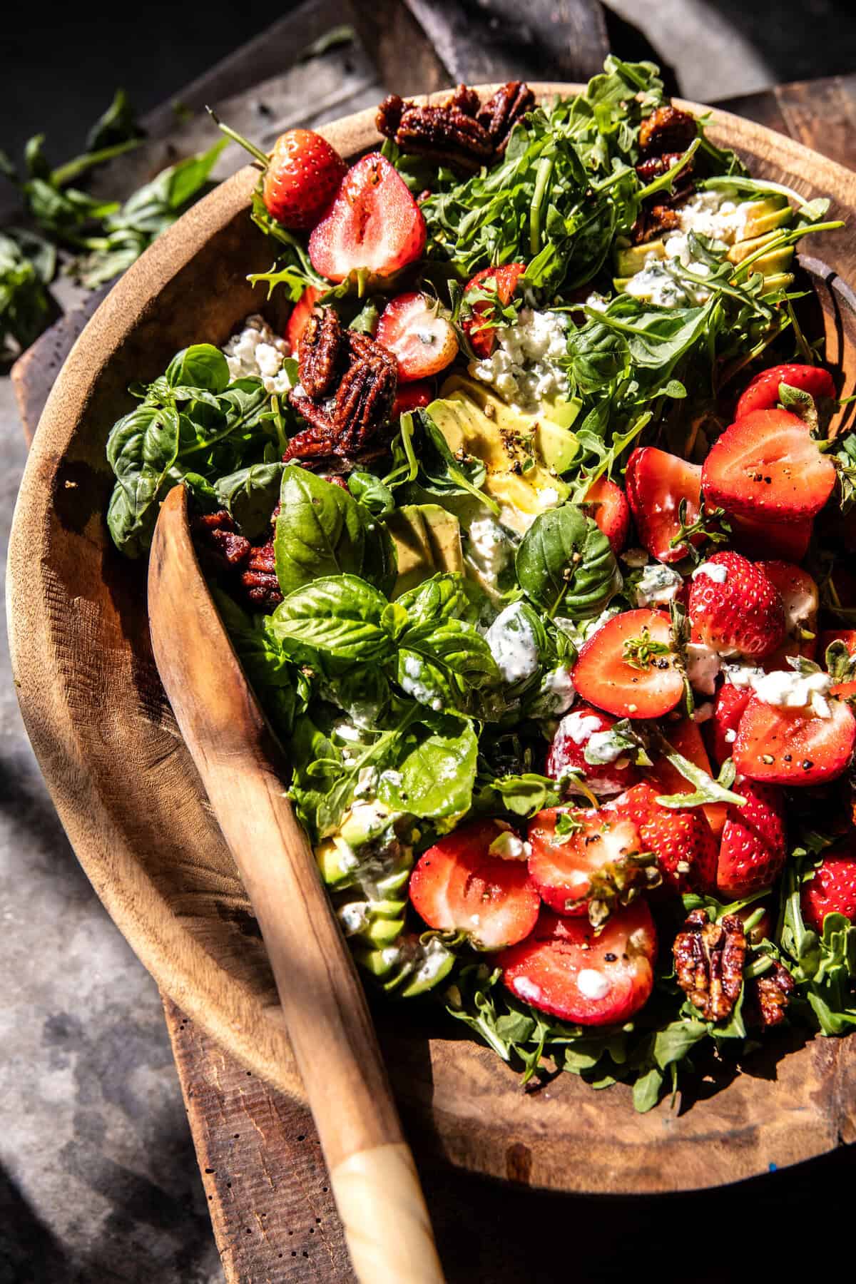 Strawberry Feta Salad with Candied Pecans | halfbakedharvest.com