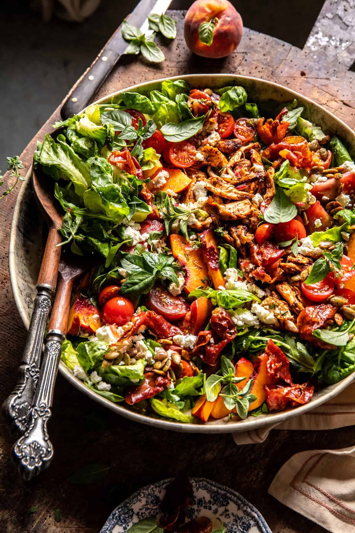 Tomato Peach Chicken Salad | halfbakedharvest.com