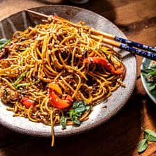 15 Minute Sesame Garlic Chicken Lo Mein | halfbakedharvest.com
