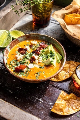 Chipotle Queso Chicken Corn Chowder | halfbakedharvest.com