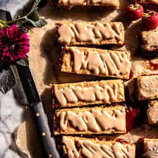Frosted Soft Brown Sugar Strawberry Bars | halfbakedharvest.com