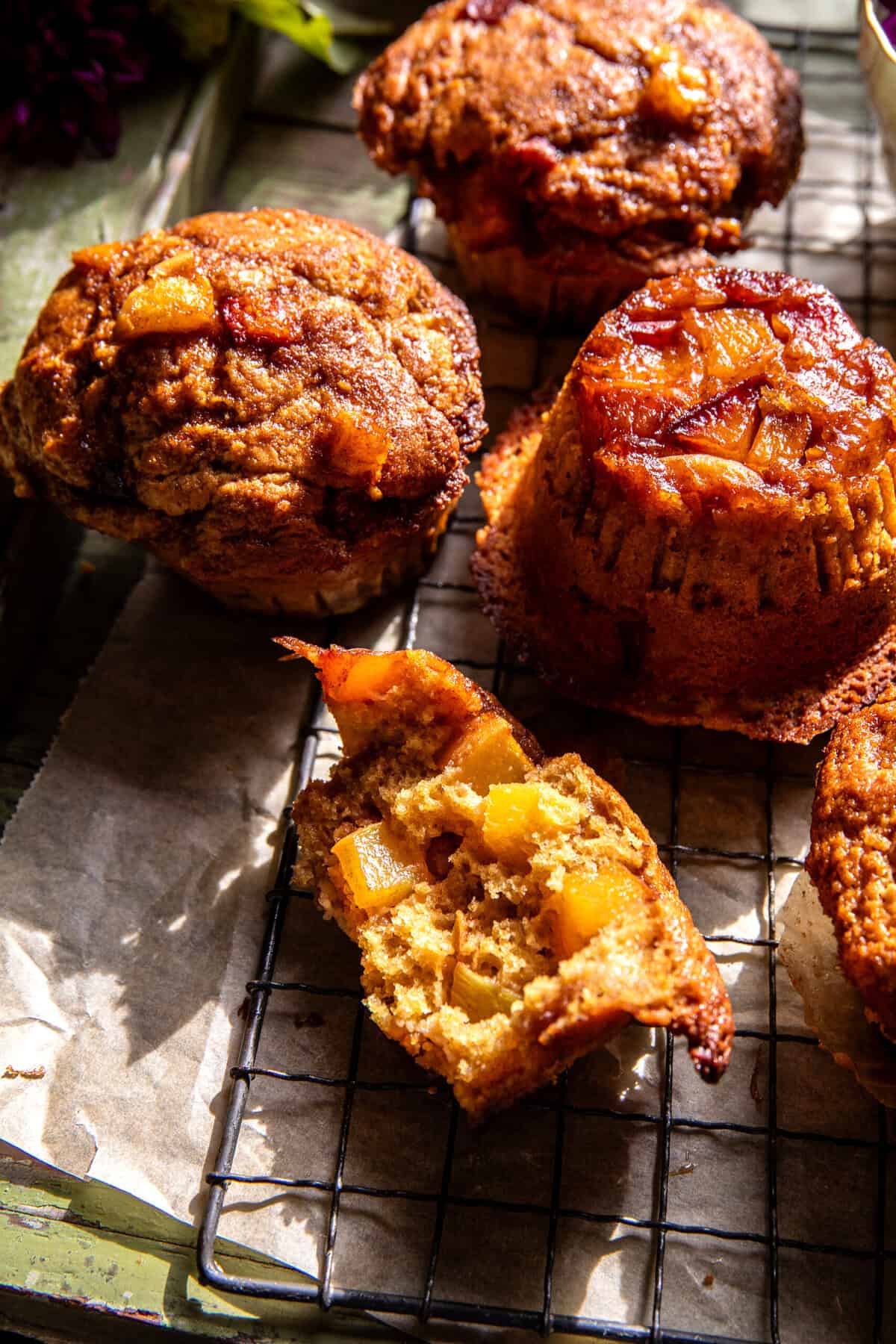 Jumbo Caramel Peach Cobbler Muffins | halfbakedharvest.com