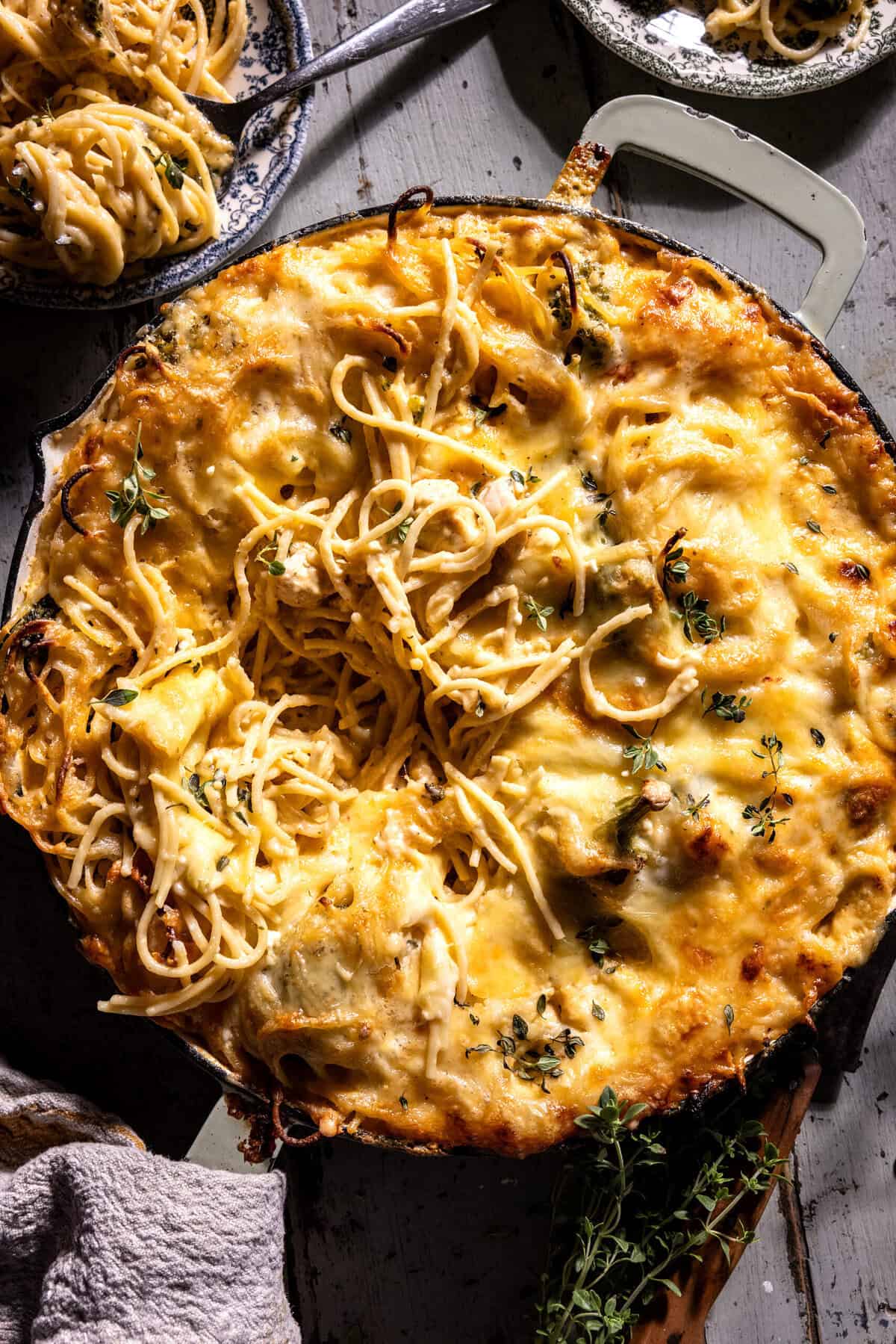 Broccoli Cheddar Spaghetti Casserole | halfbakedhavrest.com