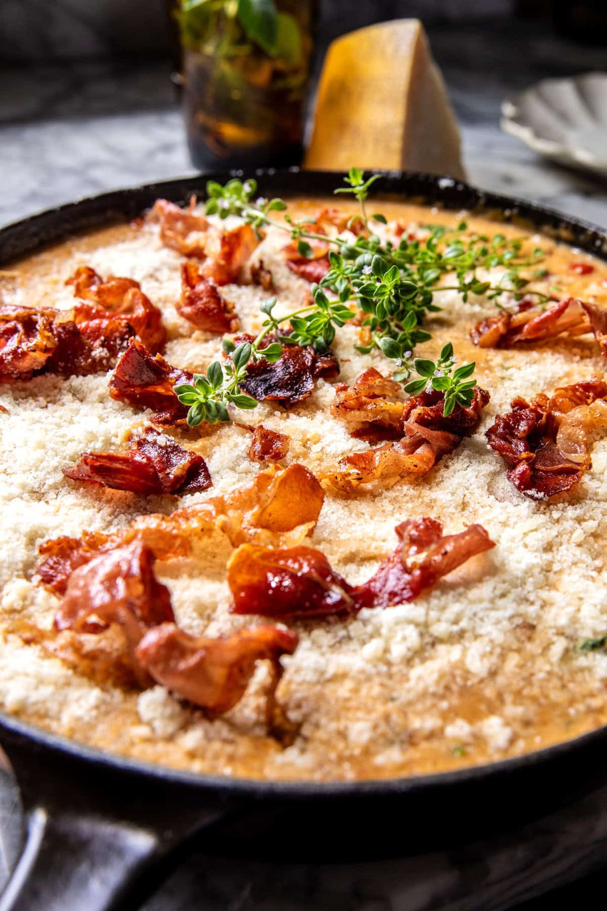 Skillet Tomato Cheddar Chicken Pot Pie | halfbakedharvest.com