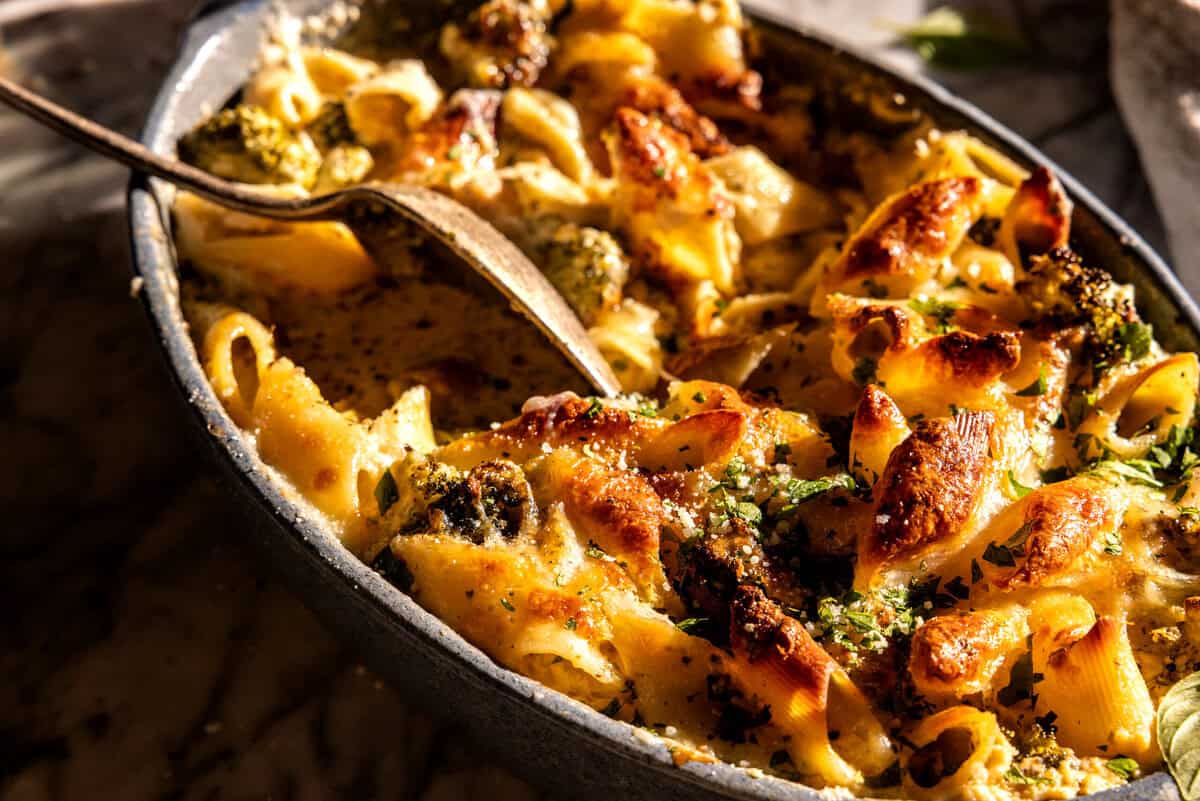 Dump and Bake Chicken Alfredo Noodle Casserole | halfbakedharvest.com