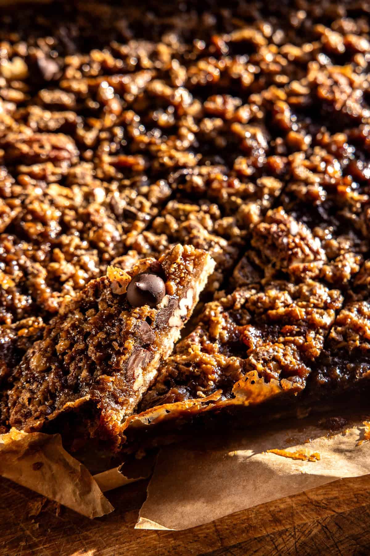 Gooey Salted Brown Sugar Maple Pecan Cookie Pie Bars | halfbakedharvest.com