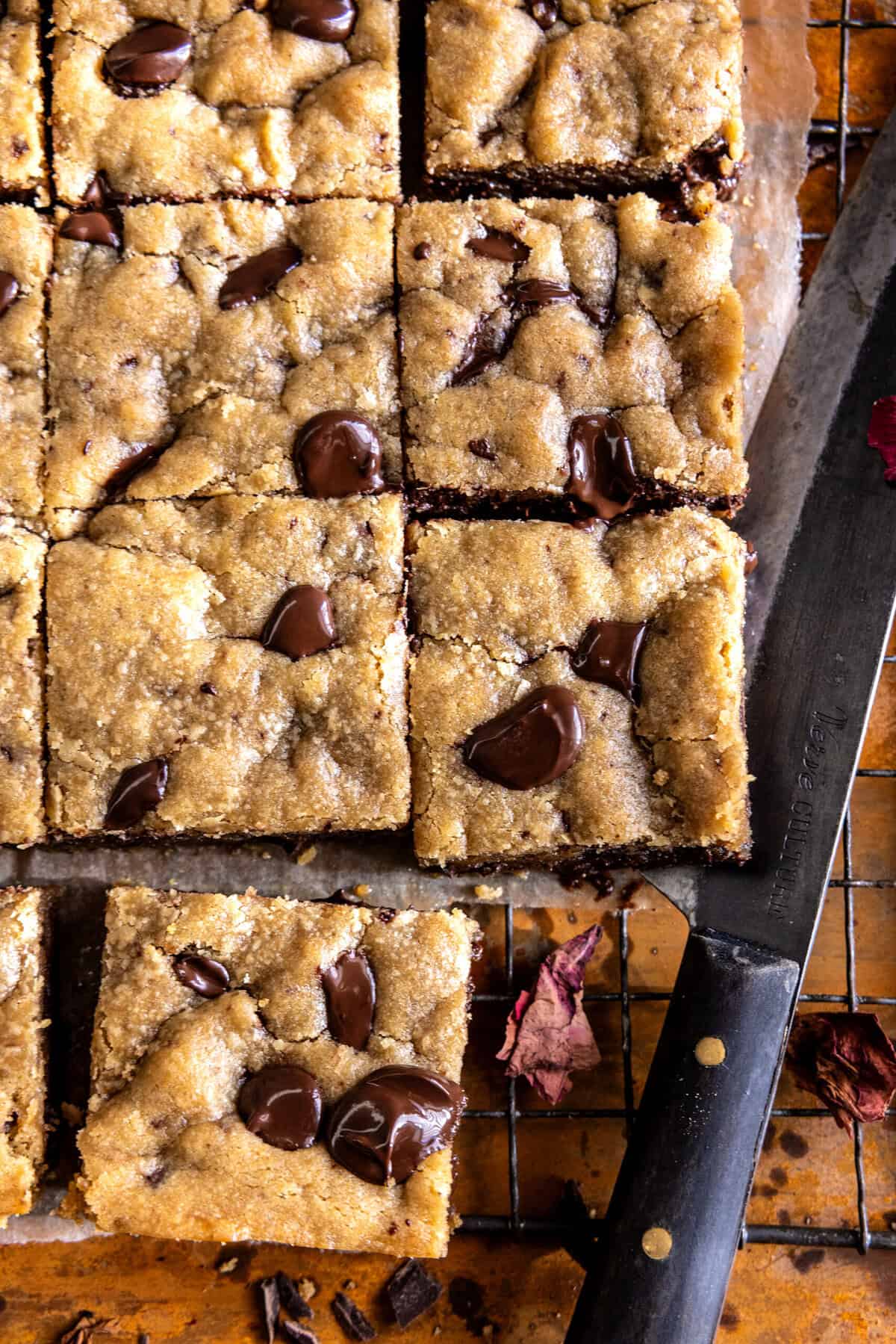 Doughy Tahini Chocolate Chip Cookie Bars | halfbakedharvest.com