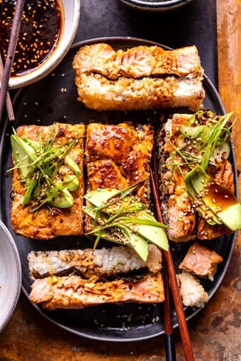 Easy Spicy Salmon Sushi Stacks | halfbakedharvest.com