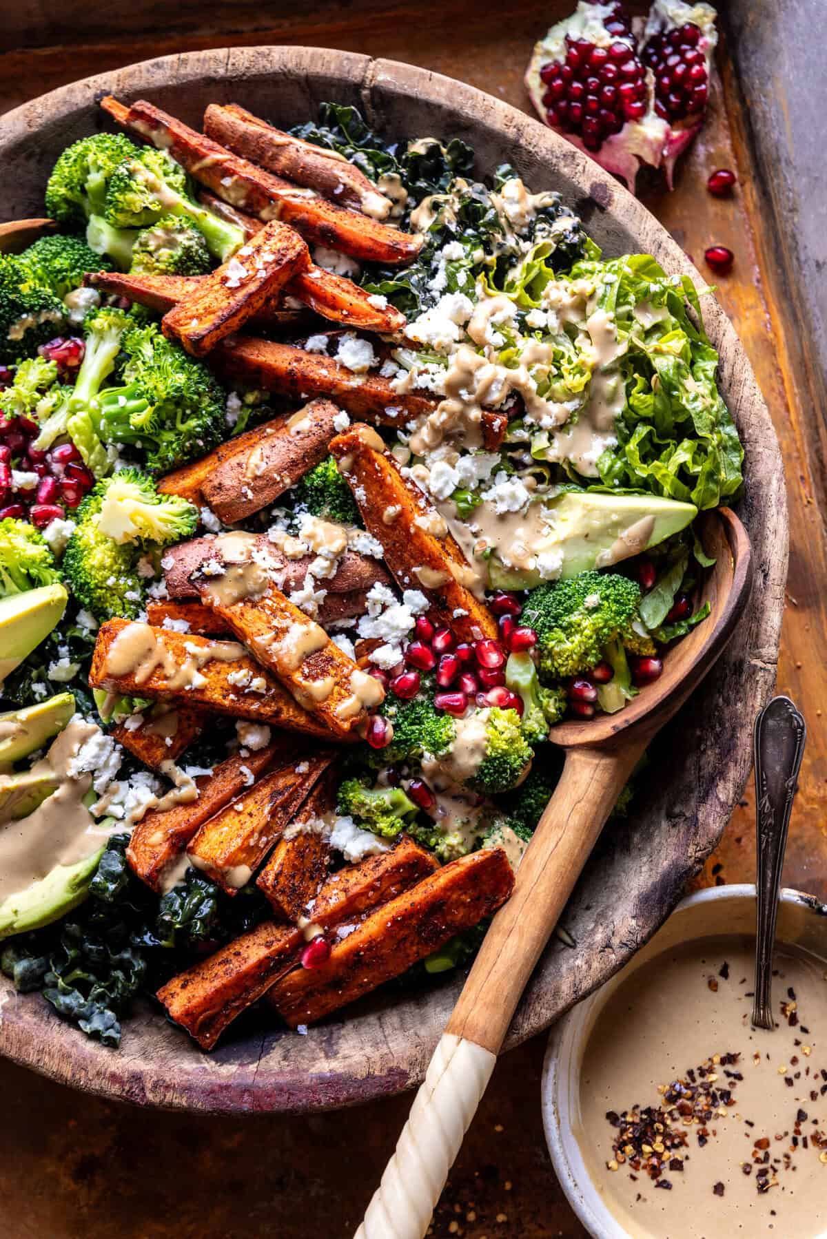 Mean Green Salad with Tahini Miso Dressing | halfbakedharvest.com