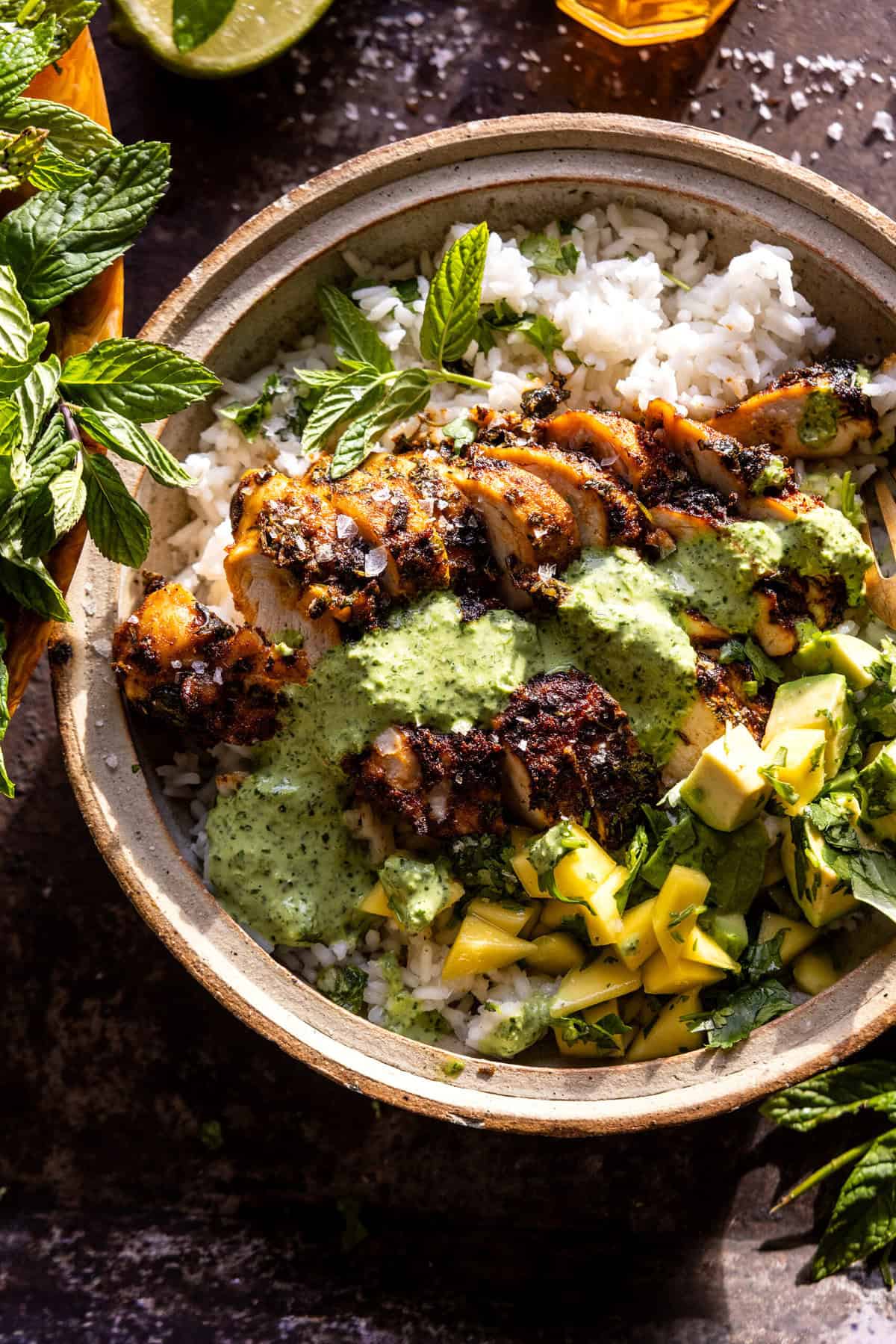 Peruvian Chicken with Creamy Green Sauce | halfbakedharveest.com