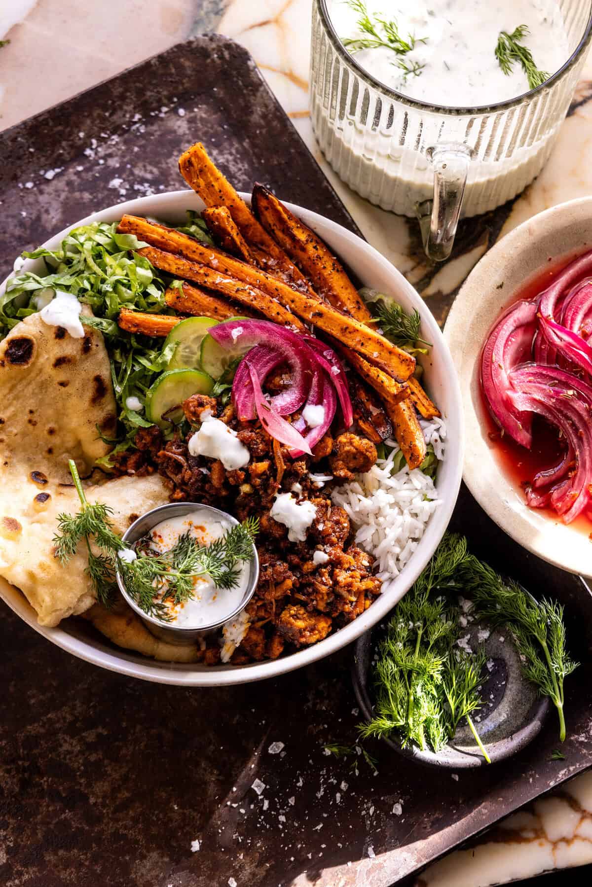 Quick Chicken Shawarma and Sweet Potato Bowls halfbakedharvest.com