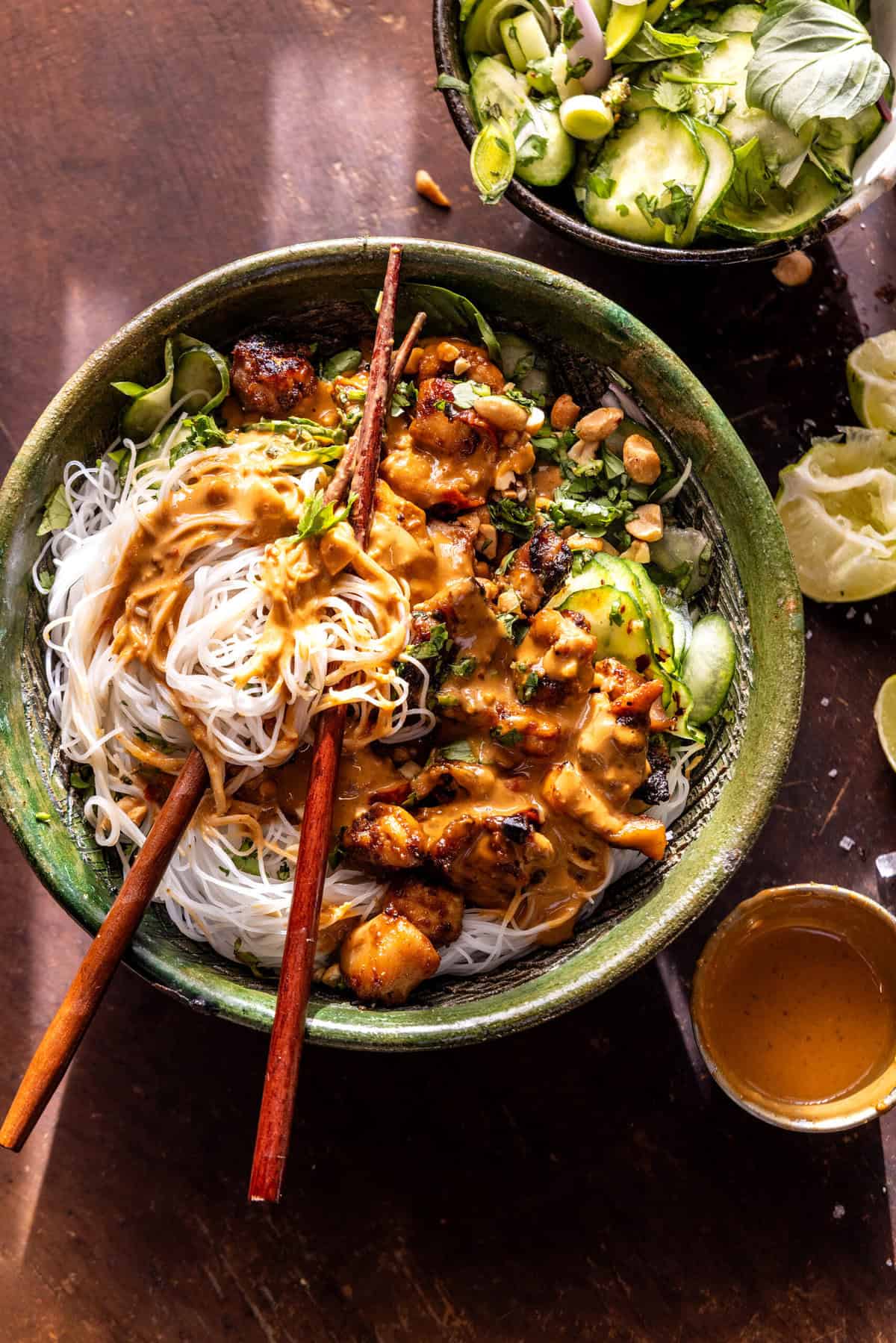 Thai Peanut Chicken Noodle Bowls | halfbakedharvest.com